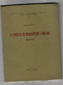 Copertina libro Fortuna di Shakespeare a Milano (1800-1825)