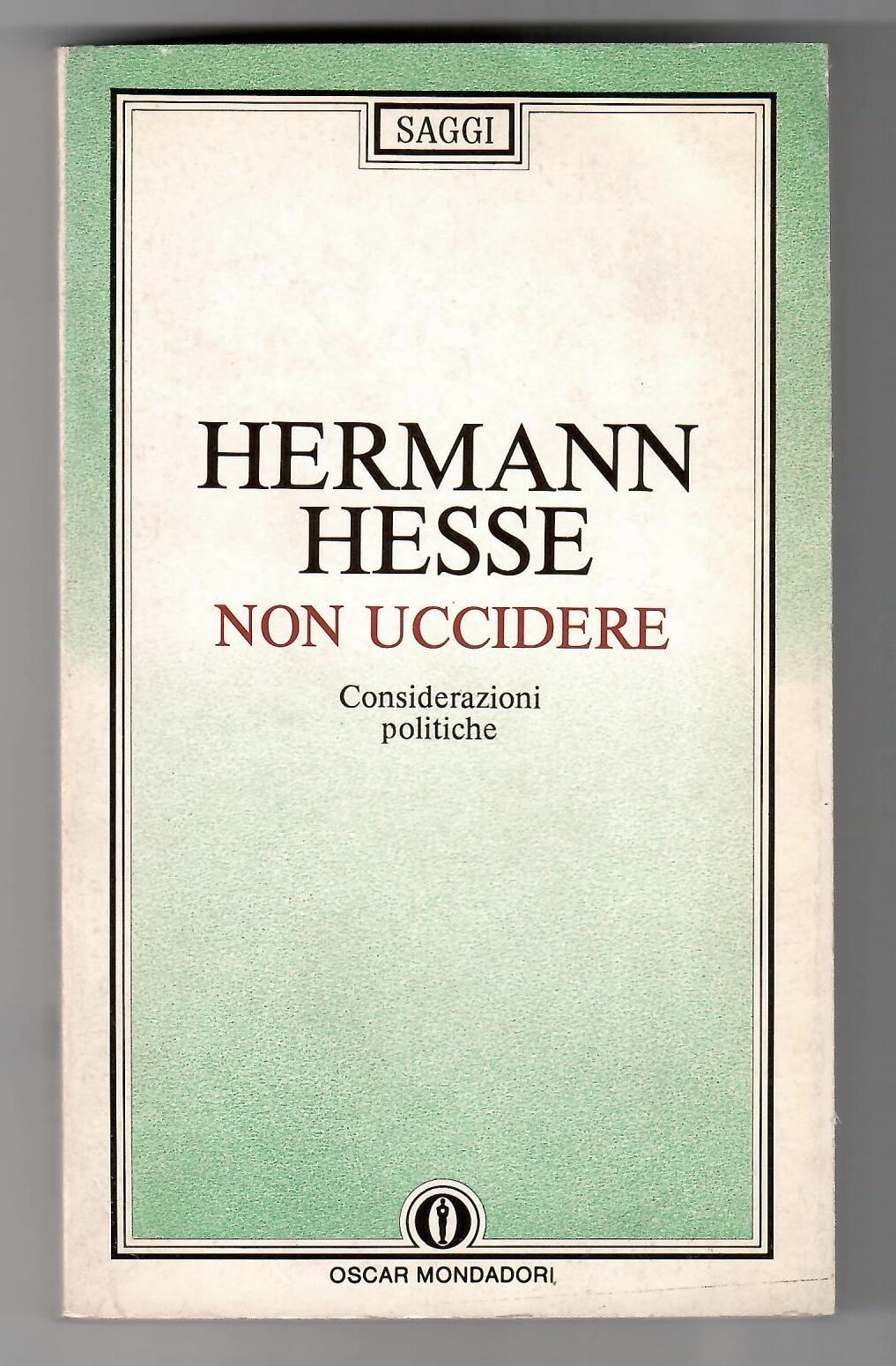 Copertina libro Non uccidere Considerazioni Politiche