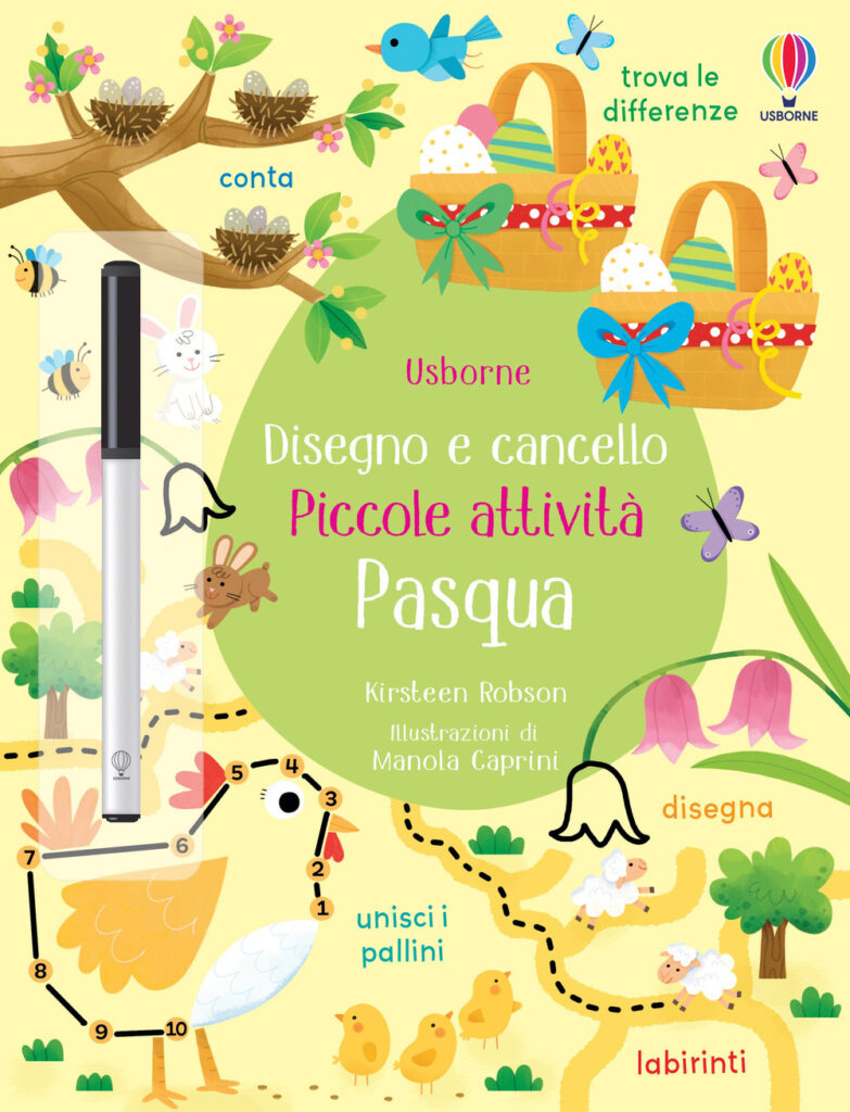 Copertina libro Pasqua, piccole attività disegno e cancello