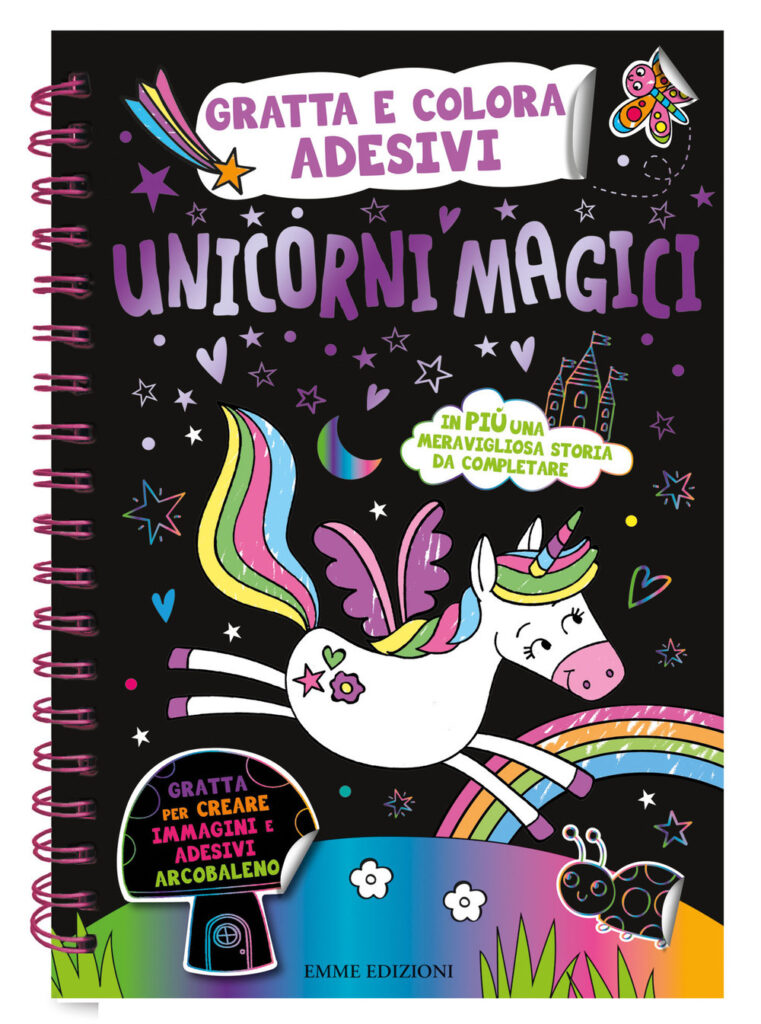 Copertina libro Unicorni Magici Gratta e Colora Adesivi