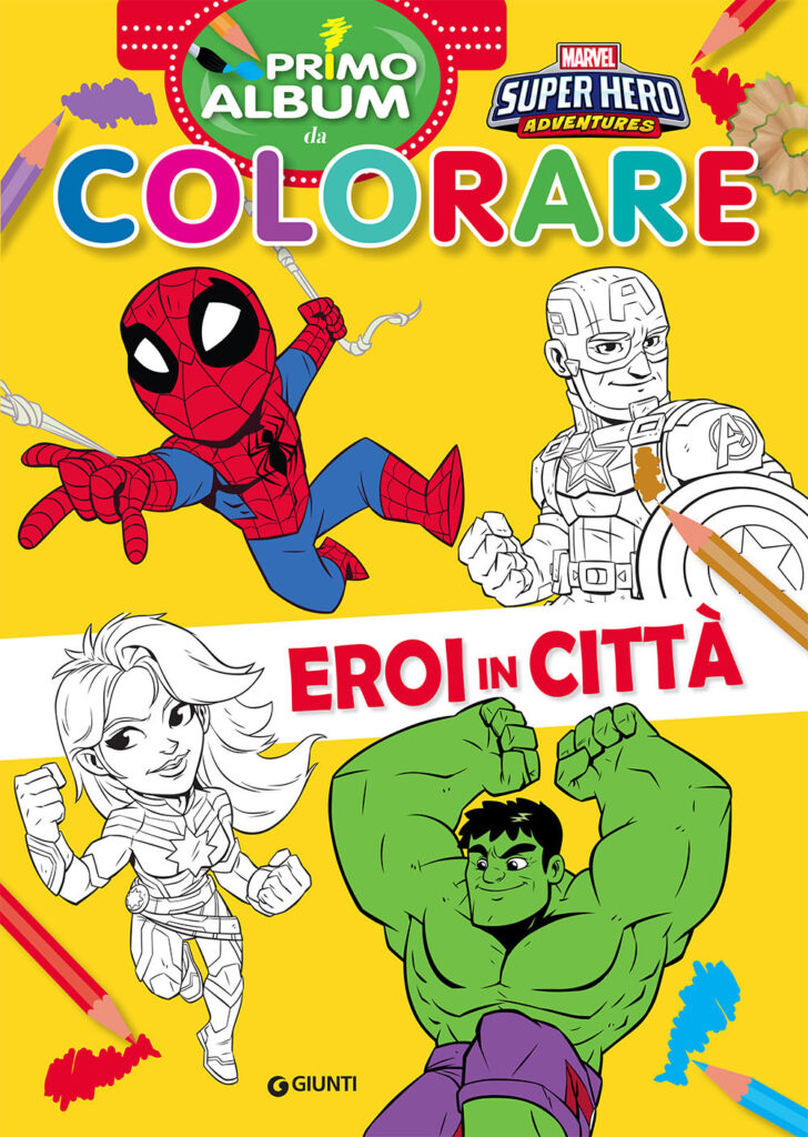 Copertina libro Eroi in città Primo Album da Colorare