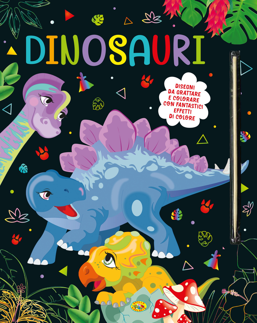 Copertina libro Dinosauri - Disegni da Grattare e Colorare